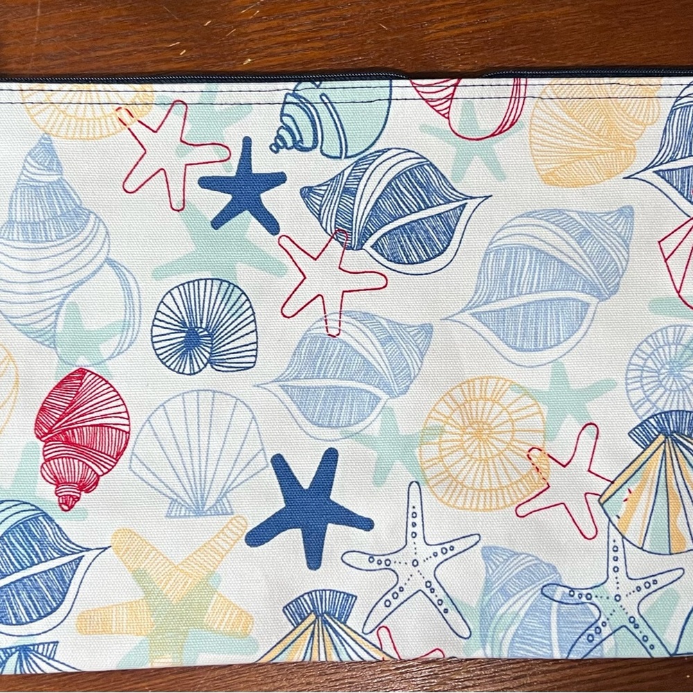 Seashell and Starfish Print Pouch